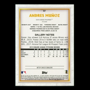 Andres Munoz RC 2020 Gallery Rookie Padres