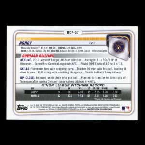Aaron Ashby 2020 Bowman Chrome 1st Bowman Prospect Brewers