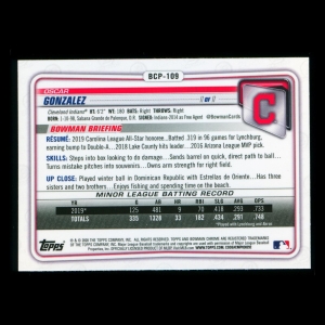Oscar Gonzalez 2020 Bowman Chrome 1st Bowman Prospect Indians