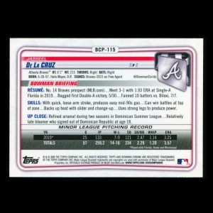 Jasseel De La Cruz 2020 Bowman Chrome 1st Bowman Prospect Braves