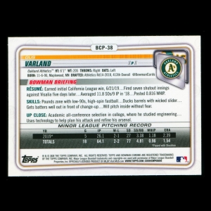 Gus Varland 2020 Bowman Chrome 1st Bowman Prospect Athletics