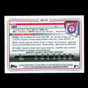 Sam Huff 2020 Bowman Chrome 1st Bowman Prospect Rangers