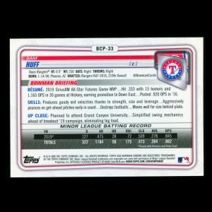 Sam Huff 2020 Bowman Chrome 1st Bowman Prospect Rangers