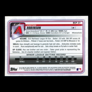 Kristian Robinson 2020 Bowman Chrome Prospect Mojo Refractor Diamondbacks