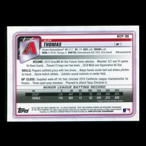 Alek Thomas 2020 Bowman Chrome Prospect Mojo Refractor Diamondbacks