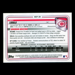 Nick Lodolo 2020 Bowman Chrome Prospect Reds