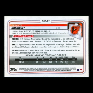 Grayson Rodriguez 2020 Bowman Chrome Prospect Orioles