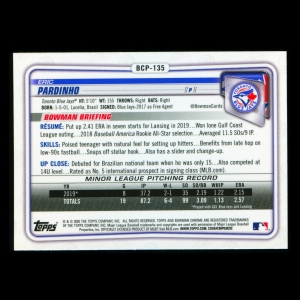 Eric Pardinho 2020 Bowman Chrome Prospect Blue Jays