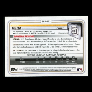 Owen Miller 2020 Bowman Chrome Prospect Padres