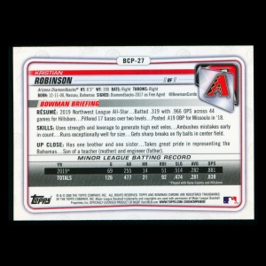 Kristian Robinson 2020 Bowman Chrome Prospect Diamondbacks