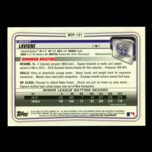 Grant Lavigne 2020 Bowman Chrome Prospect Rockies