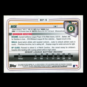 Austin Beck 2020 Bowman Chrome Prospect Athletics