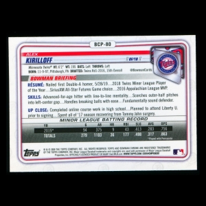 Alex Kirilloff 2020 Bowman Chrome Prospect Twins