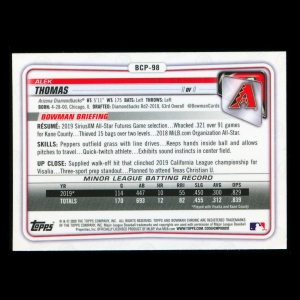 Alek Thomas 2020 Bowman Chrome Prospect Diamondbacks