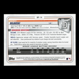 Ulrich Bojarski 2020 Bowman 1st Bowman Prospect Tigers