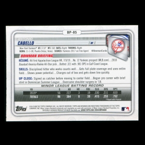 Antonio Cabello 2020 Bowman 1st Bowman Prospect Yankees 