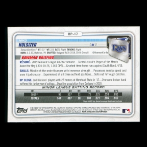Niko Hulsizer 2020 Bowman 1st Bowman Prospect Rays