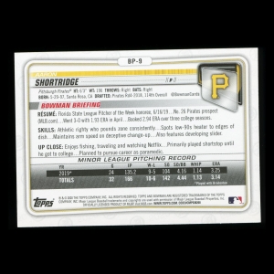 Aaron Shortridge 2020 Bowman 1st Bowman Prospect Pirates