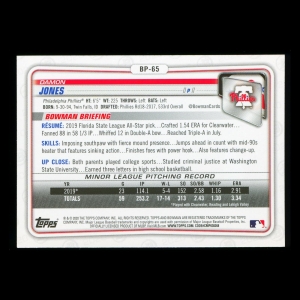 Damon Jones 2020 Bowman 1st Bowman Prospect Phillies