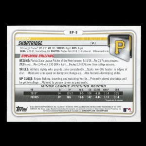 Aaron Shortridge 2020 Bowman 1st Bowman Prospect Pirates