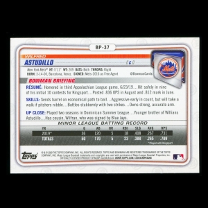 Wilfred Astudillo 2020 Bowman 1st Bowman Prospect Mets