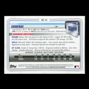 Ruben Cardenas 2020 Bowman 1st Bowman Prospect Rays