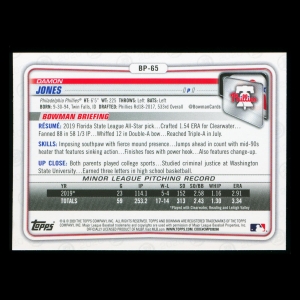 Damon Jones 2020 Bowman 1st Bowman Prospect Phillies