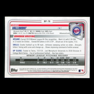 Chris Vallimont 2020 Bowman 1st Bowman Prospect Twins