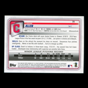 Logan Allen RC 2020 Bowman Rookie Indians