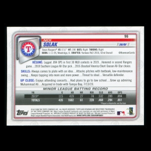 Nick Solak RC 2020 Bowman Rookie Rangers