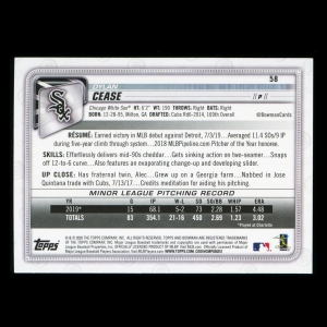 Dylan Cease RC 2020 Bowman Rookie White Sox