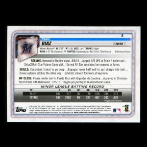 Isan Diaz RC 2020 Bowman Rookie Marlins