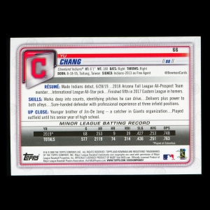 Yu Chang RC 2020 Bowman Rookie Indians