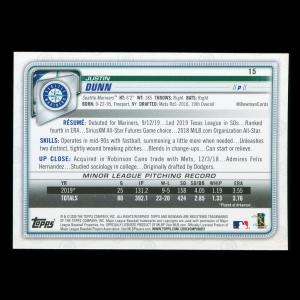 Justin Dunn RC 2020 Bowman Rookie Mariners