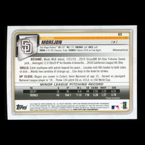 Adrian Morejon RC 2020 Bowman Rookie Padres