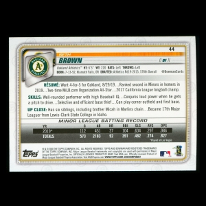 Seth Brown RC 2020 Bowman Rookie Athletics