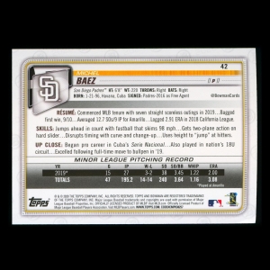Michel Baez RC 2020 Bowman Rookie Padres