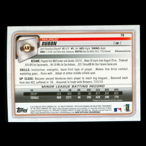 Mauricio Dubon RC 2020 Bowman Rookie Giants