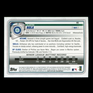 Austin Nola RC 2020 Bowman Rookie Mariners