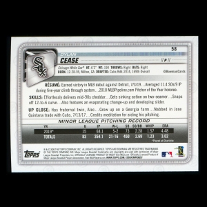 Dylan Cease RC 2020 Bowman Rookie White Sox