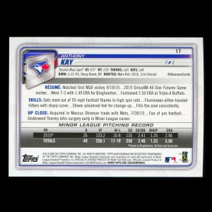 Anthony Kay RC 2020 Bowman Rookie Blue Jays