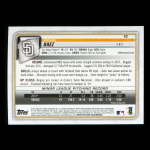Michel Baez RC 2020 Bowman Rookie Padres