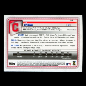 Yu Chang RC 2020 Bowman Rookie Indians