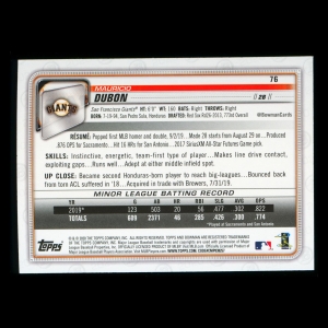Mauricio Dubon RC 2020 Bowman Rookie Giants
