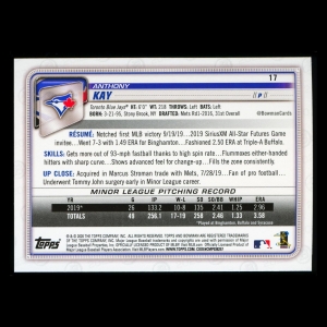 Anthony Kay RC 2020 Bowman Rookie Blue Jays