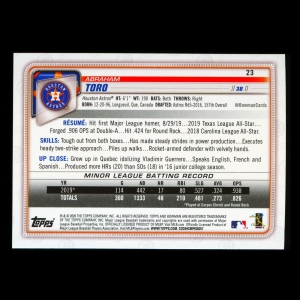 Abraham Toro RC 2020 Bowman Rookie Astros
