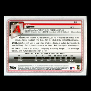 Alex Young RC 2020 Bowman Rookie Diamondbacks