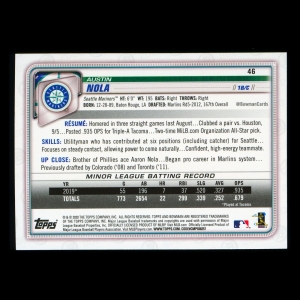 Austin Nola RC 2020 Bowman Rookie Mariners