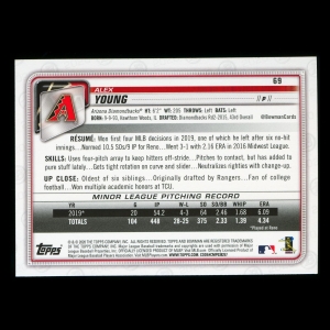 Alex Young RC 2020 Bowman Rookie Diamondbacks