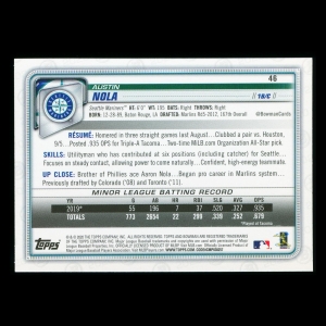 Austin Nola RC 2020 Bowman Rookie Mariners